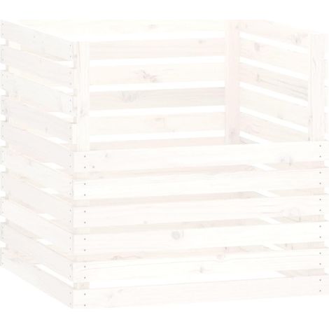 Composteur vidaXL blanc 80x80x78 cm en pin massif - AquaForge (1/5)