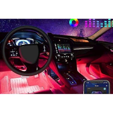 Lumières LED colorées au rythme de la musique activées par le son au pied - Application Bluetooth multicolore [Interface USB] 48 LED (un ensemble) (1/4)