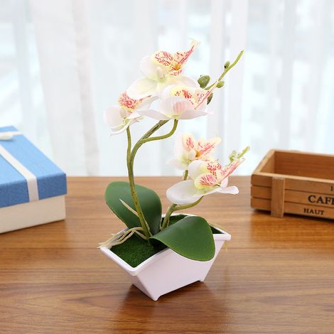 Orchidée artificielle blanche en pot blanc, orchidée Phalaenopsis blanche, décoration intérieure pour salle de bain