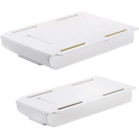 Boîtes de rangement pour tiroirs de bureau, lot de 2, mesurant 8,7 pouces x 4,3 pouces x 1,37 pouces, en plastique blanc, compatibles avec les (petites) tailles. (1/5)