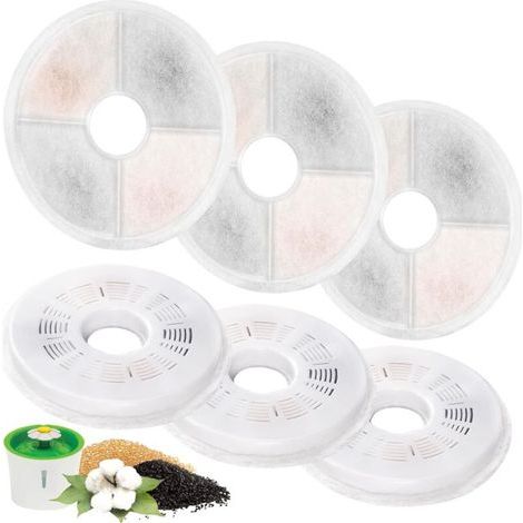 6er-Pack Ersatzfilter für Katzentrinkbrunnen – Kompatibel mit automatischen 3-Liter-Trinkbrunnen für Hunde und Katzen – 145 x 24 x 13 mm (1/5)