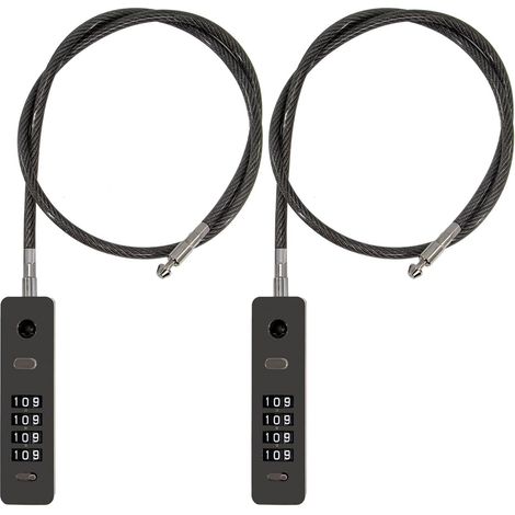 4-digit steel cable combination lock, 1/5" diameter, 23" length, suitable for cabinets, lockers, fences, toolboxes, doors