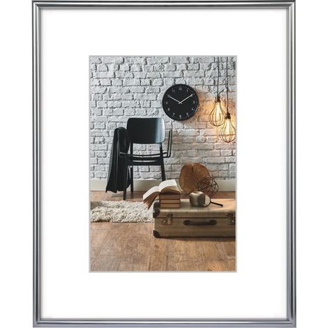 Cadre photo en plastique Décor Sevilla taille du Cadre de 40 x 60 cm avec bordure de 13 mm x 20 mm pour une photo de 30 x 45 cm Argent Mat (1/5)