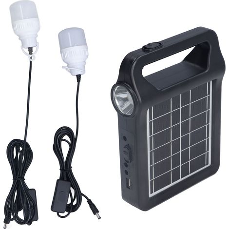 Kit d'éclairage solaire portable avec batterie 4000 mAh, alimentation de secours LED et protection contre les courts-circuits. (1/5)