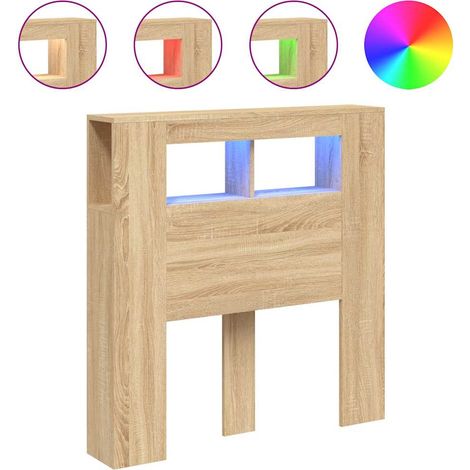 Maison Exclusive - Cabecero LED madera ingeniería roble Sonoma 10