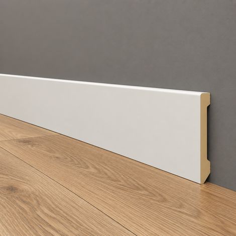 pacco da 152 ML di Battiscopa DRITTO in POLIMERI EqualWood HI-TEC 100x14mm - BIANCO