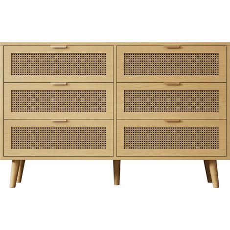 Cassettiera con 6 cassetti in legno effetto rovere 120 x 76,5 x 40 cm (1/5)