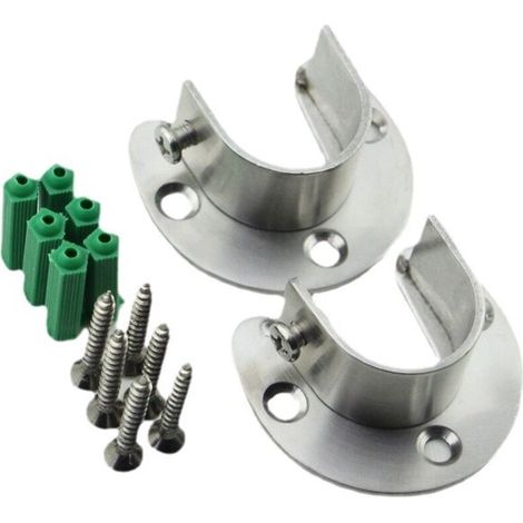 Support en acier inoxydable pour tube rond, bride ouverte en acier inoxydable, support pour tringle à rideaux et à vêtements, support pour tube de salle de bain et de serviettes deng ALOVEZ (1/2)