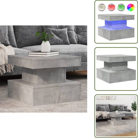The Living Store Table basse avec lumières LED gris béton 50x50x40 cm - Table Basse Design - Table Basse Led - Table Basse Moderne - Meuble Salon - Table D'appoint (1/5)