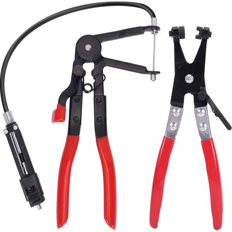 2 Pieces Pince a Collier Durite, Pince à Collier de Durite avec Câble Flexible et Mâchoire Droite, Système de Verrouillage, Outil de Montage et Démontage pour Automobile (1/5)