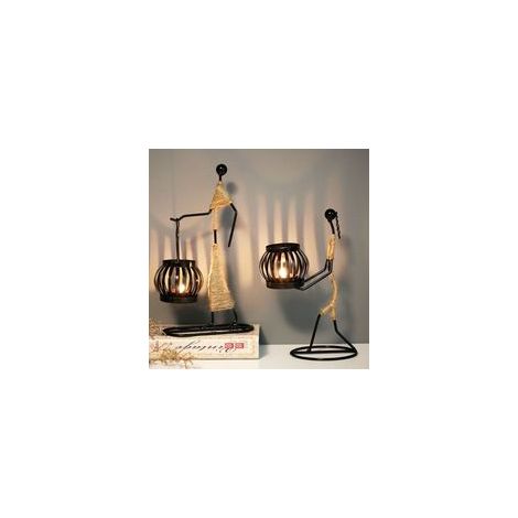 Portacandele nordico in metallo, scultura astratta, portacandele decorativo, statua artigianale, decorazione per la casa, arte, regalo di Natale, 1 pezzo (misura 5) - Crezuo