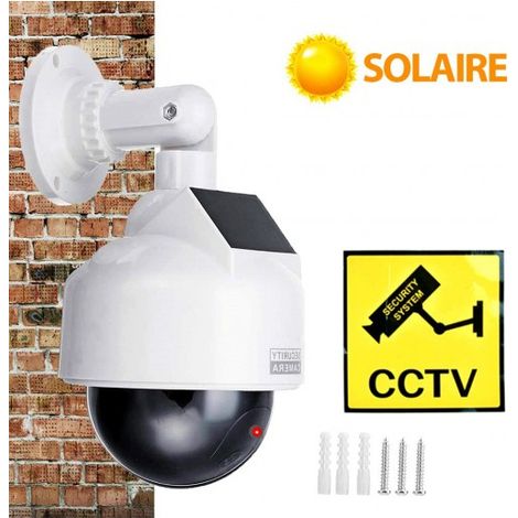 Caméra de surveillance fausse dôme extérieure PTZ, solaire, LED rouge clignotante, sécurité de la batterie intérieure extérieure (1/5)