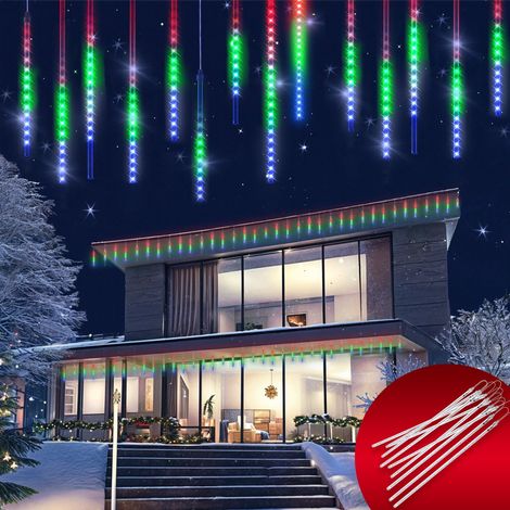 Luci di natale LED pioggia di meteore decorazione natalizia 8,6m 480 LED ghiaccioli natale colorato (1/5)