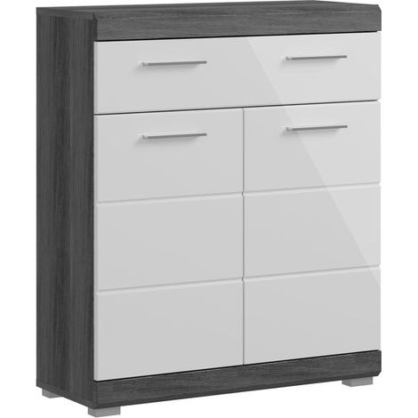 Scout Badschrank 2 Türen, 1 Schublade Hochglanz weiß,rauchfarbenen.