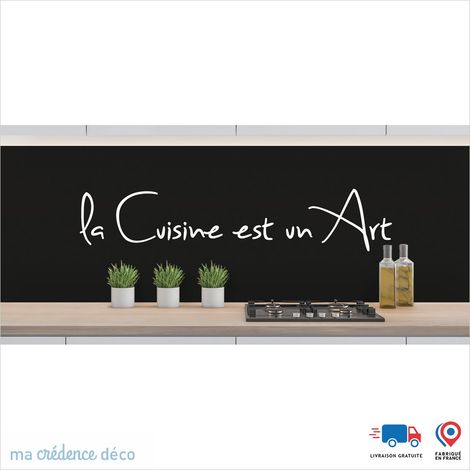 Crédence : LA CUISINE EST UN ART 2 - Couleur noir - Alu composite - 60 - 120 (1/3)