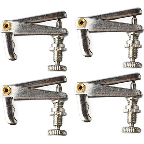 Lot de 4 tendeurs de cordes de violon en métal argenté (1/2 pouce), accessoire pour instrument de musique. (1/5)