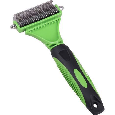 royaluxe -Brosse à râteau double face pour chien pour perdre 12 à 23 dents, sous-poil emmêlé ou noué, outil d'élimination des poils d'animaux idéal pour les chiens et chats à poils moyens ou longs. (1/5)