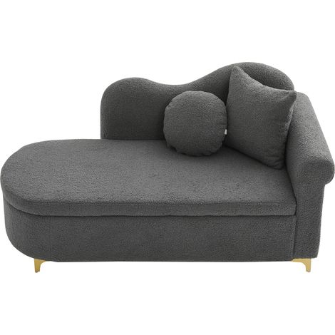 Chaise longue contenitore 134 cm in tessuto effetto peluche e gambe metalliche (1/5)