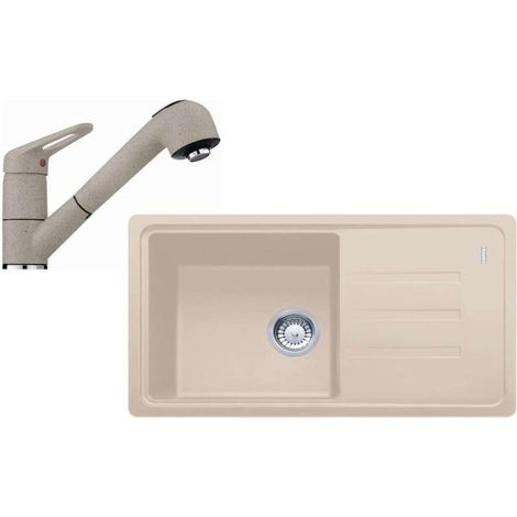 Franke Sets - Küchenset G119, Fragranit Spülbecken BSG 611-78/39, Sahara + Küchenarmatur FC 9547.082, chrom / Sahara 114.0441.183