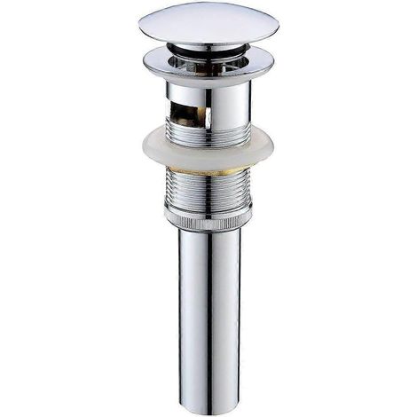 Bouchon de vidange escamotable avec trop-plein compatible avec les lavabos, vasques, lavabos chromés, etc. (1/5)
