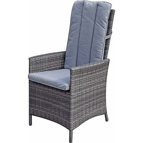 Signature Weave Emily Wicker Reclining Dining Chair Lounger Cushions Grey (1/3)