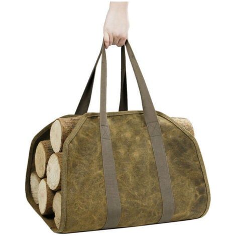 Sac bûche Cheminée fourre-Tout, Panier Bois de Chauffage en Toile Solide, Panier bûche de Transport Bois de Chauffage Foyer Accessoires pour poêle à Bois,94 x 46cm (1/5)