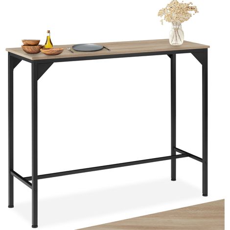 Table de bar style industriel 120 x 40 1005 cm bois clair