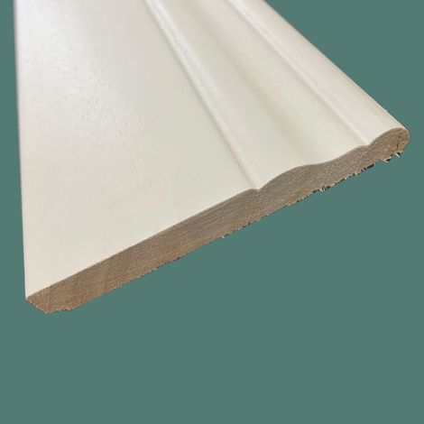 barra da 2 metri lineari di BATTISCOPA ducale 120x13 per Boiserie in legno MASSICCIO di Ayous laccato bianco