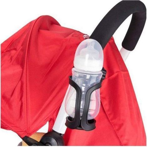 Porte-bouteille vélo noir, rotation 360° sans vis, compatible bouteilles d'eau, biberons, VTT, poussettes et fauteuils roulants. (1/4)