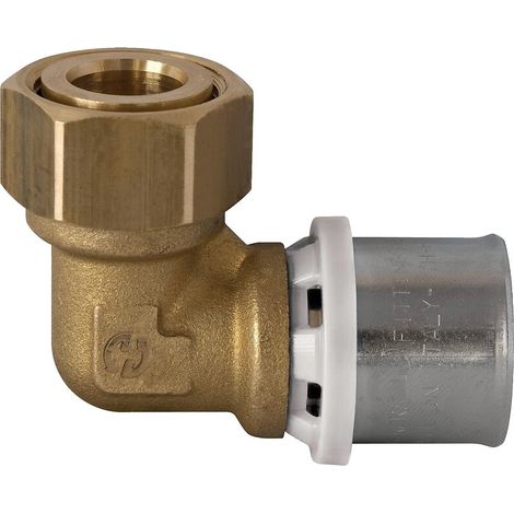 Coude 90° à sertir pour tube multicouche Acopex Alu diamètre nominal 20 avec écrou libre 1/2'' (15x21) - THERMACOME