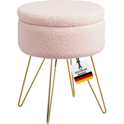 Albatros Hocker mit Stauraum Cannes Sitzhocker mit Stauraum, Modernes Design, Edler Sherpa-Bezug Sitztruhe Sitzbank mit Stauraum optimal als Fußhocker Hocker Schminktisch, Rosa (1/5)