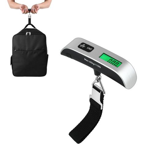 Elektronische Gepäckwaage, tragbare Kofferwaage, Temperaturmessfunktion, bis zu 50 kg/110 lbs (1/4)