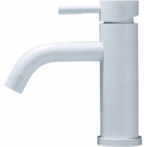 Weiße Farbe Edelstahl Bad Armaturen Mischbatterie Waschbecken Wasserhahn (1/4)