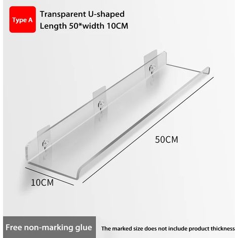 (WGYKLZWJMDKA50x10CM) Étagère de rangement auto-adhésive murale, amovible, pour salle de bain, douche, cuisine, dressing, accessoires de salle de bain (1/5)