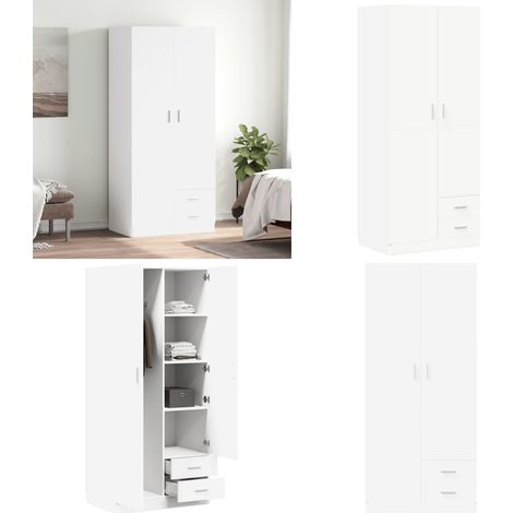 Garde-robe Blanc 80x52x180 cm Bois d’ingénierie - Armoire Blanche - Armoire Design - Meuble Rangement - Dressing Compact - Placard Étroit - Home & Living (1/5)