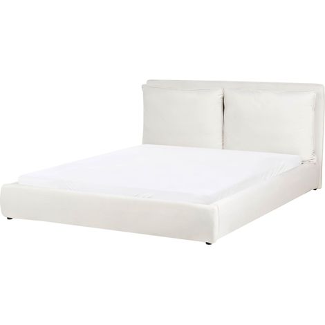 Letto matrimoniale velluto bianco sporco 160 x 200 cm Bajonna