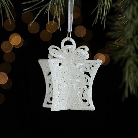 Ornement De Noël - Pendule En Plastique Blanc - Décoration Suspendue Pour Porte Arbre Ou Intérieur - 3 Tailles Disponibles - Lot De 1 (1/5)