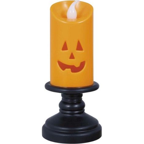 Bougie Led - Socle Pilier - 12 Cm - Orange - Halloween