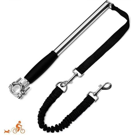 Dog walker with telescopic spring leash, black, one-piece leash for bicycle/pet.