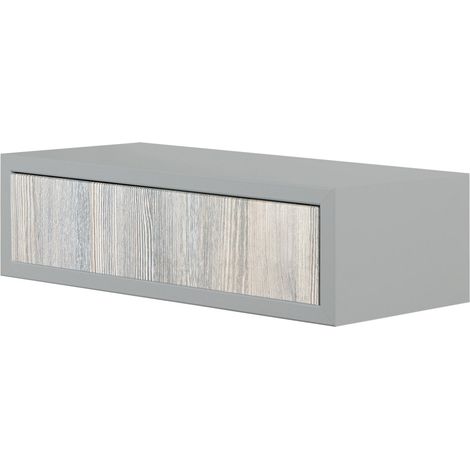 Mensola da Parete 1 Cassetto 45x13,4x20 cm in Fibra di Legno Lego Sasso e Rovere Grigio (1/5)