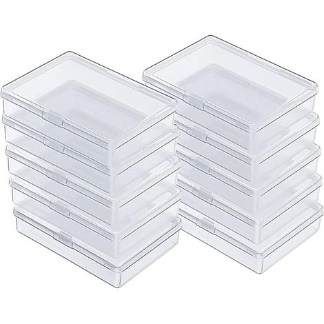 Mini Boîtes de Rangement Rectangulaires en Plastique Transparent avec Couvercle pour Petits Objets, Taille Extérieure : 9,5cm x 6,2cm x 1,3cm, Taille Intérieure : 9,2cm x 5,9cm x 1,1cm (1/2)