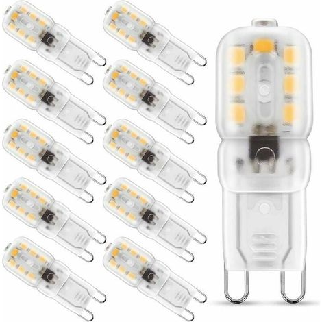 3 W G9 warmweiß 3000 K G9-Sockel 10 Stück, LED-Lampe, 25 W gleichwertige Halogenlampe, 230 V AC 200 lm, 360 ° breiter Strahl