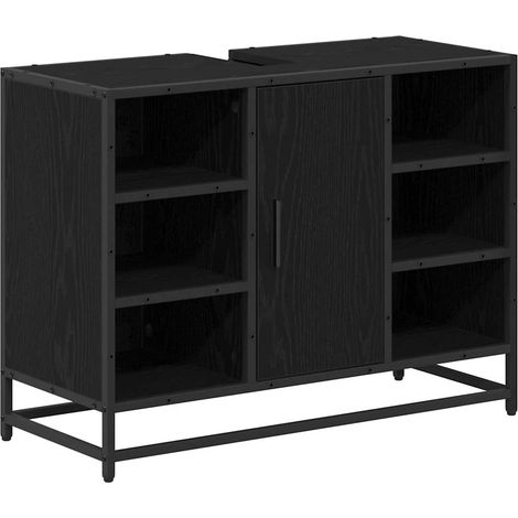 Cabinet de salle de bain avec porte Chêne noir 80 x 33 x 60 cm CFW224989 (1/5)