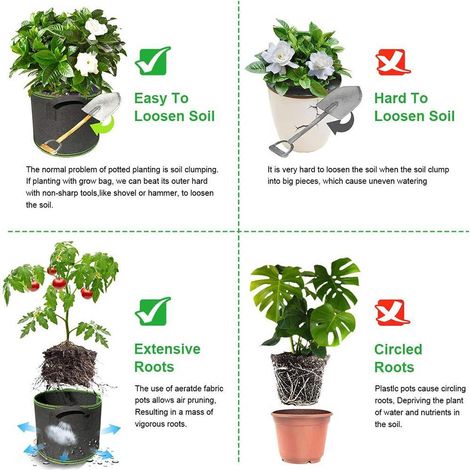 Sac de culture pomme de terre en feutre non tissé pour légumes potager balcon jardin intérieur carotte tomate (1/3)