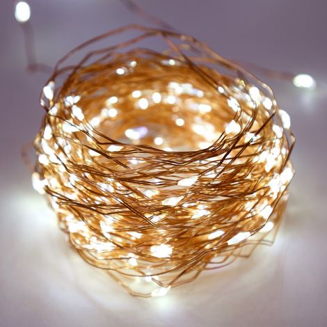 Guirnalda de luces LED solares con 8 modos: estrellas, exterior, blanco cálido (8 modos) (1/5)
