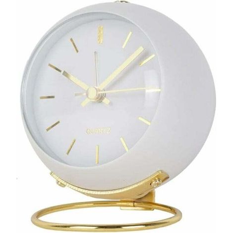 Analog Alarm Clock with Lights, Small Retro Silent Alarm Clock, Bedside Alarm Clock for Students, Luminous Pointer Clock, Suitable for Heavy Sleepers, Placed on the Desk, Bedside Table, Living Room (W (1/5)
