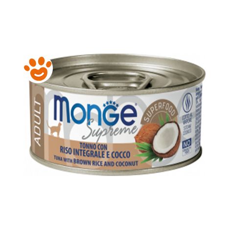 Monge Supreme Cat Adult Tonno con Riso Integrale e Cocco - Monge Supreme Cat Adult Tonno con Riso Integrale e Cocco - Lattina Da 80 Gr