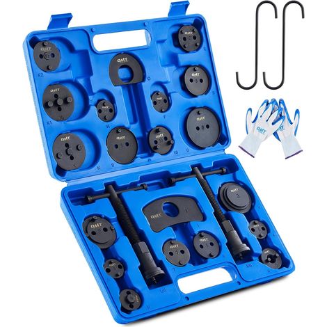 Kit d'Outils de Repousse Piston Étrier de Frein avec Boulons de Poussée Plaques de Retenue Supports d'Étrier Adaptateurs de Disque Outils de Mécanicien avec Mallette, Bleu (1/5)