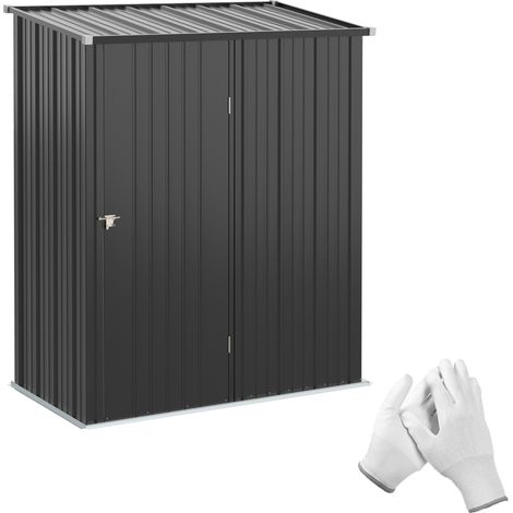 Cobertizo de jardín metálico de acero galvanizado negro 161,5 x 94,5 x 196 cm (1/5)