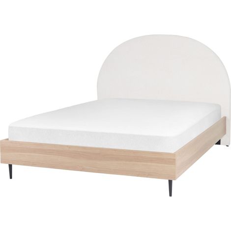 Bett mit Lattenrost Stoff MILLAY 160 x 200 cm Cremeweiß